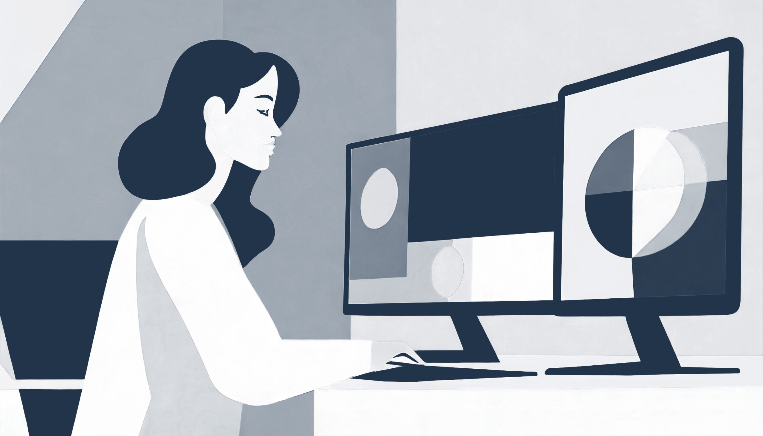 Eine Frau arbeitet am Computer